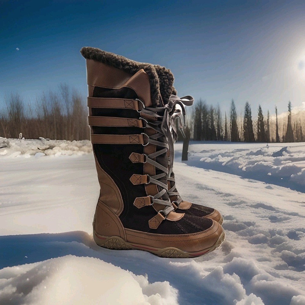 Pajar Canada Women Faux Shearling Brown Leather Snow Winter Boots 8-8.5US EUR 39